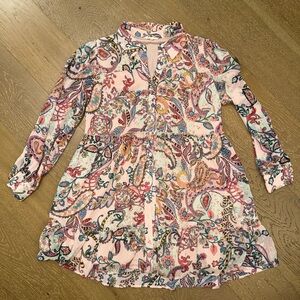 JODIFL Pink Paisley Button-Front Blouse